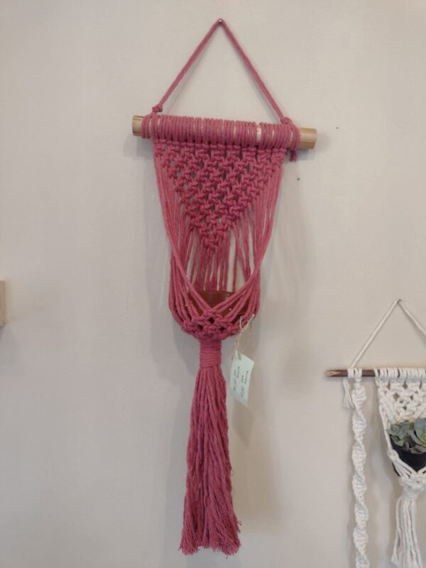 Macramé para vaso médio rosado